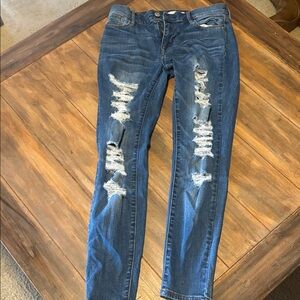 Distressed Blue Jeans